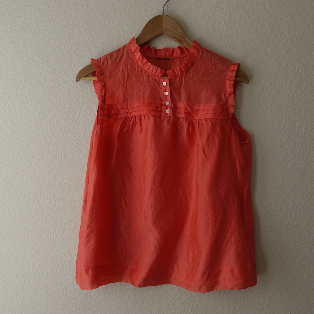J Crew Coral Silk Sleeveless Blouse